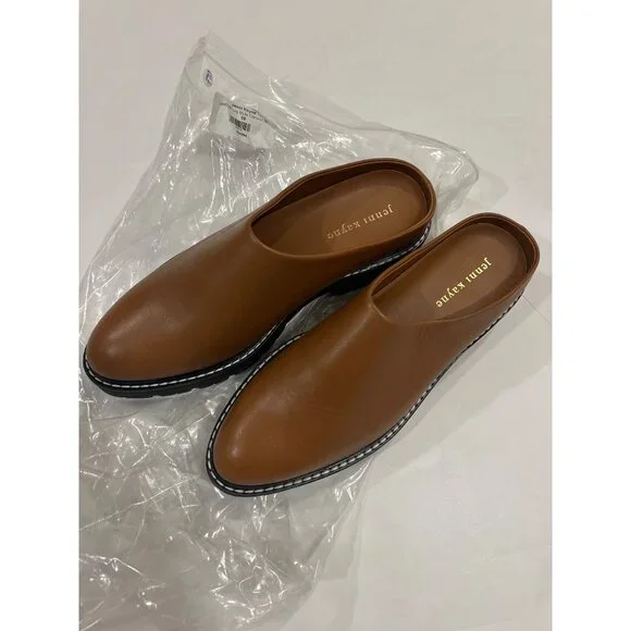 JENNI KAYNE Leather Lug Mule Canyon BROWN Size 37 /7 NEW